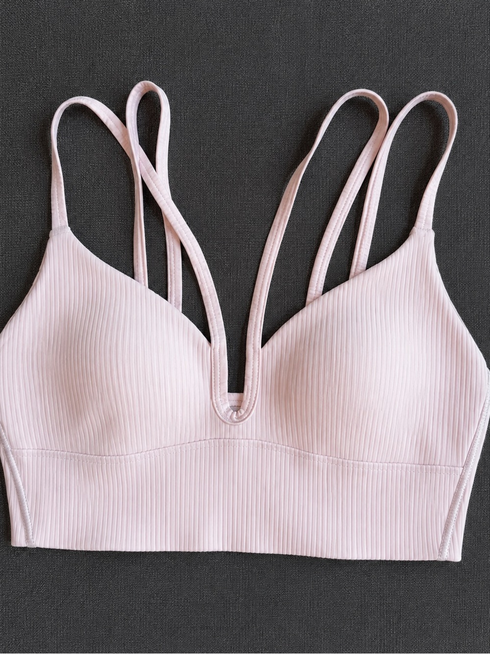 Lululemon Like a Cloud Strappy Longline Bra Ribbed Strawberry Milkshak
